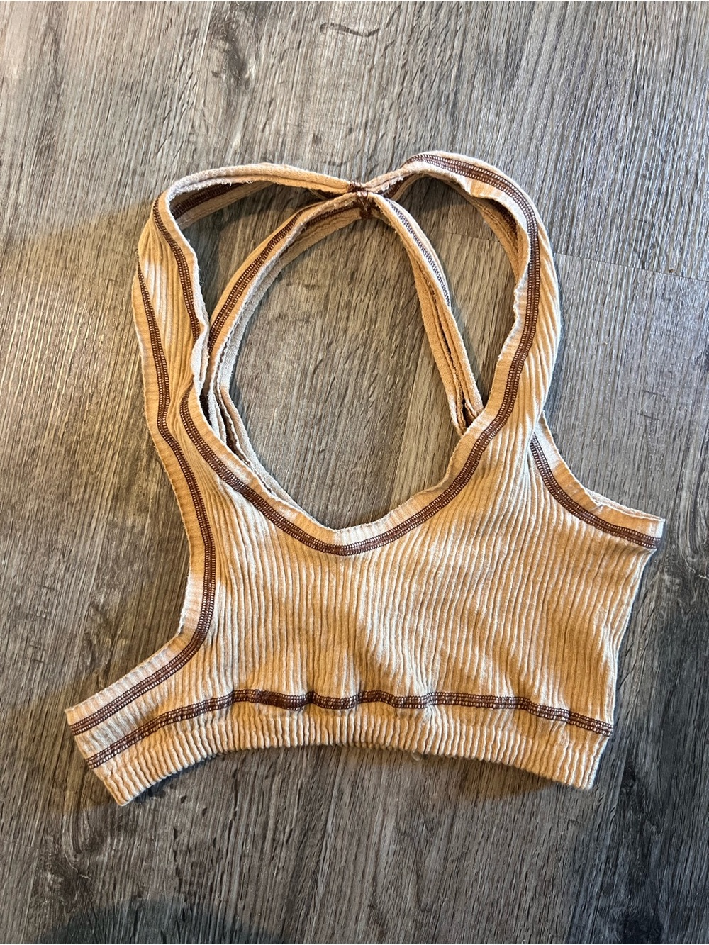 Out from Under Urban Outfitters Beige and Brown Halter Tank asymmetrical